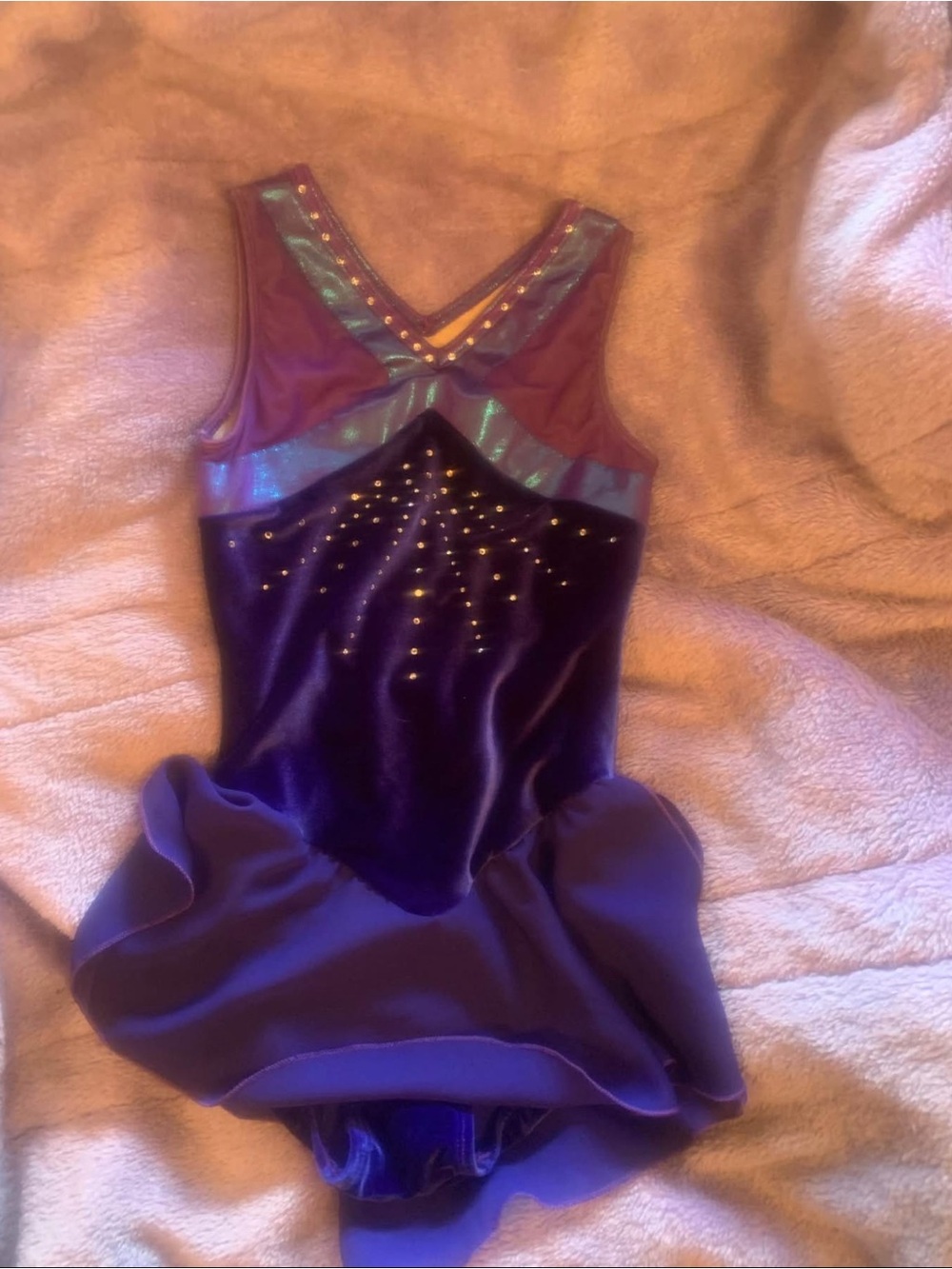 Purple and blue figure skating dress